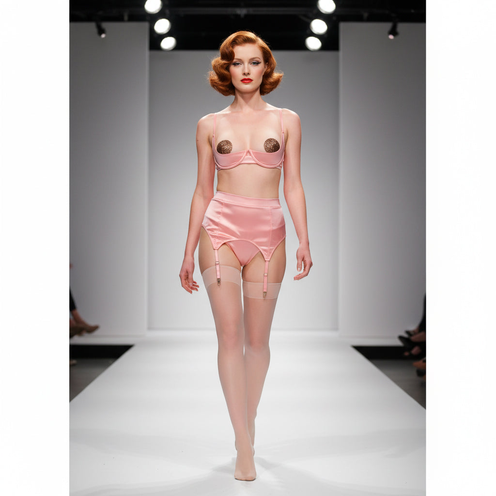 Pink satin Lingerie set