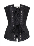 Corset black sheer mesh with floral embroidery