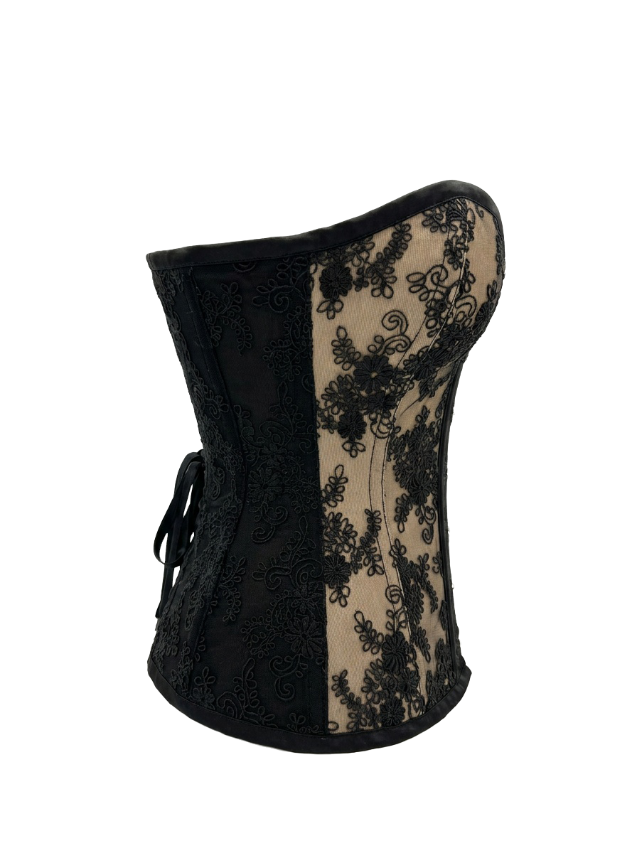 Corset 2-Tone color nude-mesh with pattern