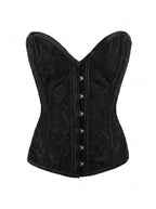 Corset black sheer mesh with floral embroidery