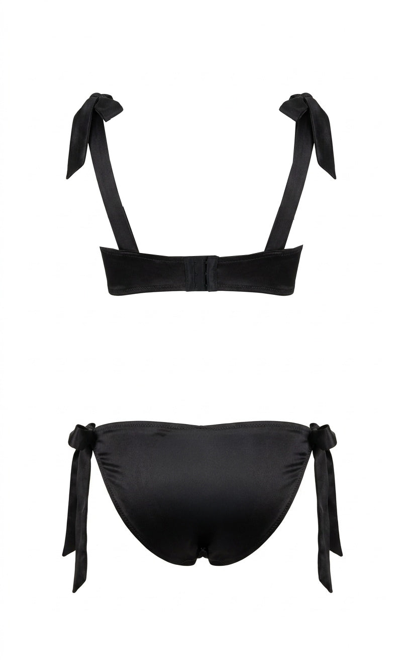 Luxury Black Satin 2pc Set
