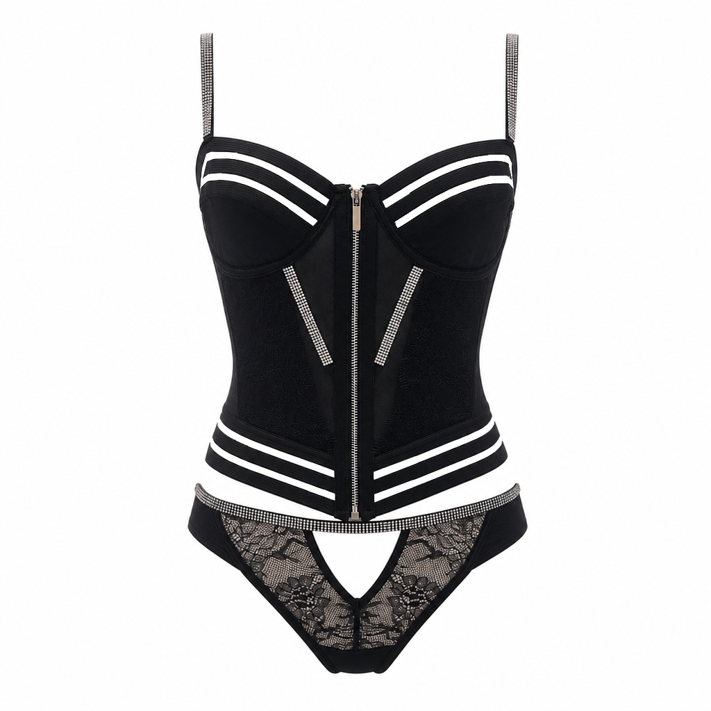 Black Bustier with rhinestones